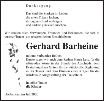 Traueranzeige von Gerhard Barheine  von Magdeburger Volksstimme