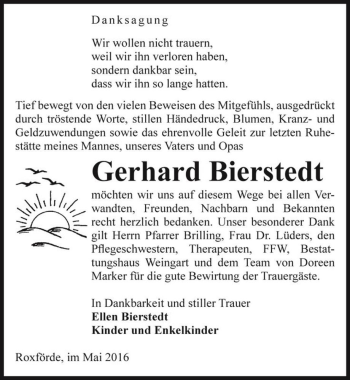 Traueranzeige von Gerhard Bierstedt  von Magdeburger Volksstimme