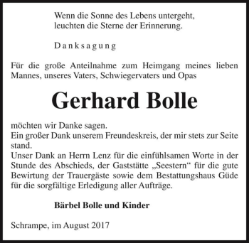 Traueranzeige von Gerhard Bolle  von Magdeburger Volksstimme