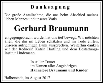 Traueranzeige von Gerhard Braumann  von Magdeburger Volksstimme