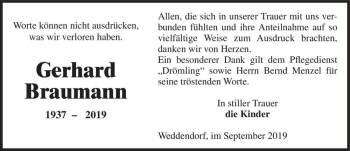 Traueranzeige von Gerhard Braumann  von Magdeburger Volksstimme