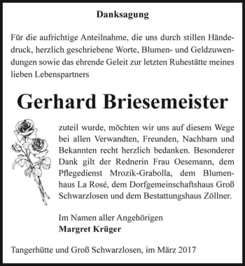 Traueranzeige von Gerhard Briesemeister  von Magdeburger Volksstimme