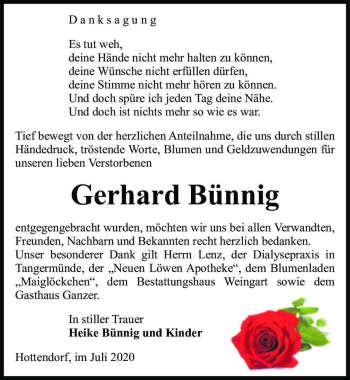Traueranzeige von Gerhard Bünnig  von Magdeburger Volksstimme