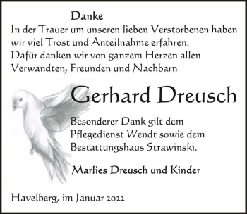 Traueranzeige von Gerhard Dreusch  von Magdeburger Volksstimme
