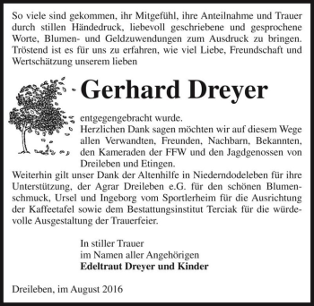 Traueranzeige von Gerhard Dreyer  von Magdeburger Volksstimme