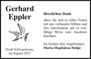 Traueranzeige von Gerhard Eppler  von Magdeburger Volksstimme