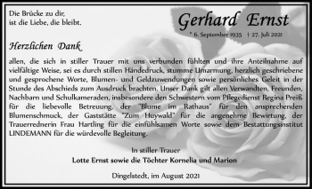 Traueranzeige von Gerhard Ernst  von Magdeburger Volksstimme