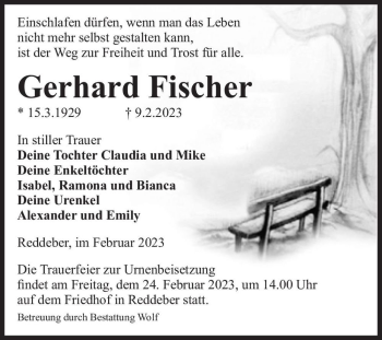 Traueranzeige von Gerhard Fischer  von Magdeburger Volksstimme