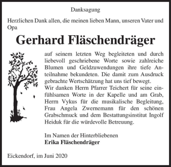 Traueranzeige von Gerhard Fläschendräger  von Magdeburger Volksstimme