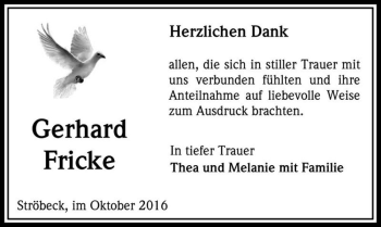 Traueranzeige von Gerhard Fricke  von Magdeburger Volksstimme