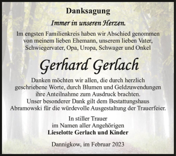 Traueranzeige von Gerhard Gerlach  von Magdeburger Volksstimme
