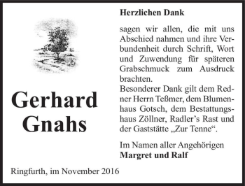 Traueranzeige von Gerhard Gnahs  von Magdeburger Volksstimme