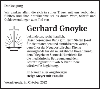 Traueranzeige von Gerhard Gnoyke  von Magdeburger Volksstimme