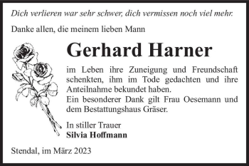 Traueranzeige von Gerhard Harner  von Magdeburger Volksstimme