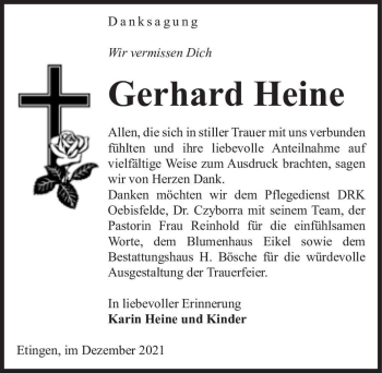 Traueranzeige von Gerhard Heine  von Magdeburger Volksstimme