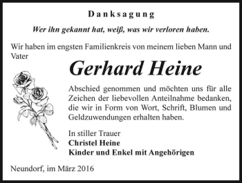 Traueranzeige von Gerhard Heine  von Magdeburger Volksstimme