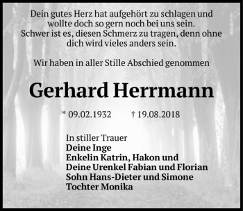 Traueranzeige von Gerhard Herrmann  von Magdeburger Volksstimme