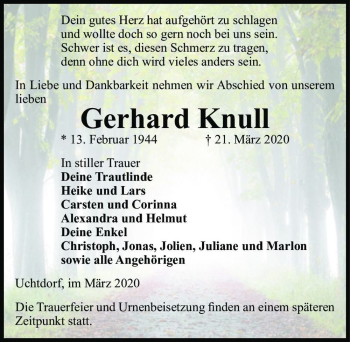 Traueranzeige von Gerhard Knull  von Magdeburger Volksstimme