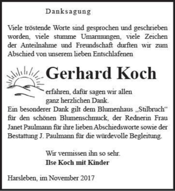 Traueranzeige von Gerhard Koch  von Magdeburger Volksstimme