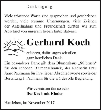 Traueranzeige von Gerhard Koch  von Magdeburger Volksstimme