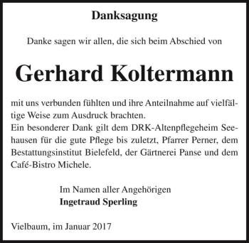 Traueranzeige von Gerhard Koltermann  von Magdeburger Volksstimme