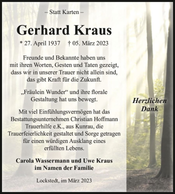 Traueranzeige von Gerhard Kraus  von Magdeburger Volksstimme