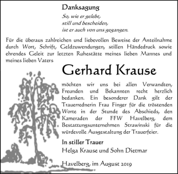 Traueranzeige von Gerhard Krause  von Magdeburger Volksstimme