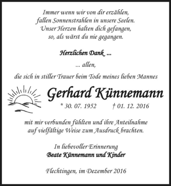 Traueranzeige von Gerhard Künnemann  von Magdeburger Volksstimme