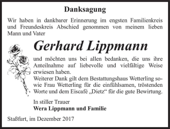Traueranzeige von Gerhard Lippmann  von Magdeburger Volksstimme
