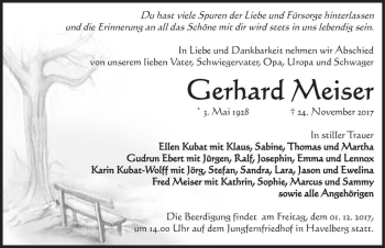 Traueranzeige von Gerhard Meiser  von Magdeburger Volksstimme