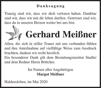 Traueranzeige von Gerhard Meißner  von Magdeburger Volksstimme