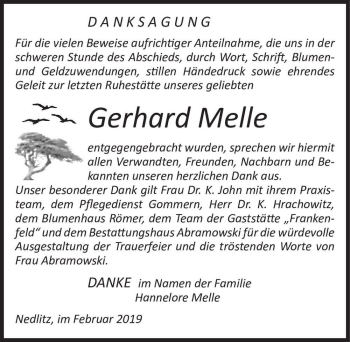 Traueranzeige von Gerhard Melle  von Magdeburger Volksstimme