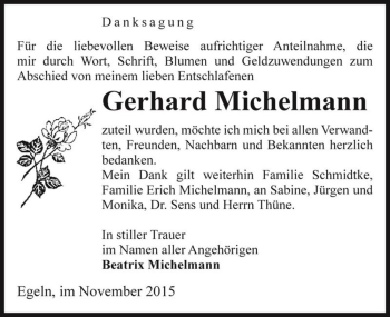 Traueranzeige von Gerhard Michelmann  von Magdeburger Volksstimme