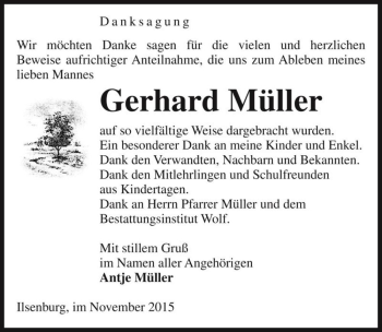 Traueranzeige von Gerhard Müller  von Magdeburger Volksstimme