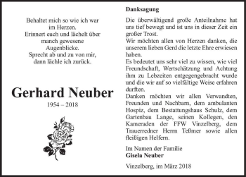 Traueranzeige von Gerhard Neuber  von Magdeburger Volksstimme