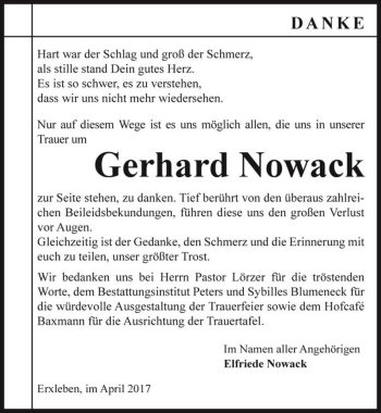 Traueranzeige von Gerhard Nowack  von Magdeburger Volksstimme