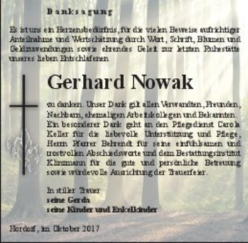 Traueranzeige von Gerhard Nowak  von Magdeburger Volksstimme
