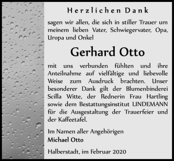 Traueranzeige von Gerhard Otto  von Magdeburger Volksstimme