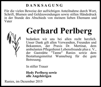 Traueranzeige von Gerhard Perlberg  von Magdeburger Volksstimme