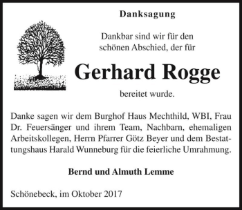 Traueranzeige von Gerhard Rogge  von Magdeburger Volksstimme