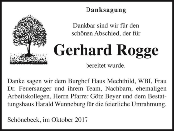 Traueranzeige von Gerhard Rogge  von Magdeburger Volksstimme