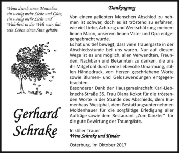 Traueranzeige von Gerhard Schrake  von Magdeburger Volksstimme