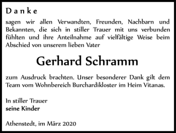 Traueranzeige von Gerhard Schramm  von Magdeburger Volksstimme