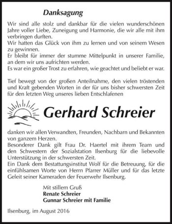 Traueranzeige von Gerhard Schreier  von Magdeburger Volksstimme