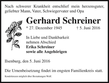 Traueranzeige von Gerhard Schreiner  von Magdeburger Volksstimme