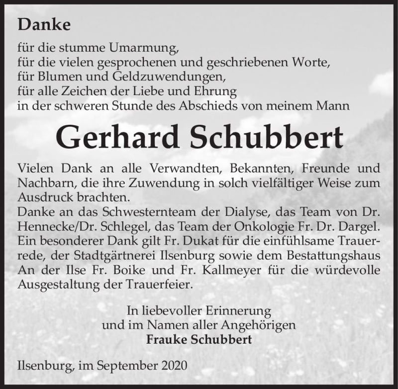  Traueranzeige für Gerhard Schubbert  vom 02.10.2020 aus Magdeburger Volksstimme