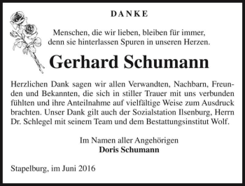 Traueranzeige von Gerhard Schumann  von Magdeburger Volksstimme