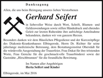 Traueranzeige von Gerhard Seifert  von Magdeburger Volksstimme