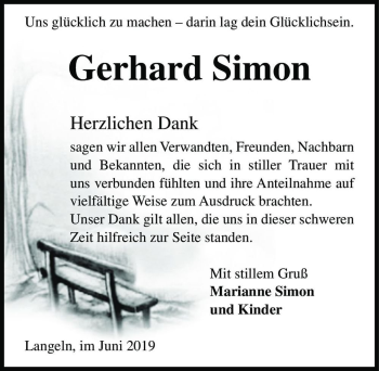 Traueranzeige von Gerhard Simon  von Magdeburger Volksstimme
