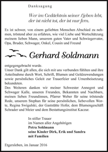 Traueranzeige von Gerhard Soldmann  von Magdeburger Volksstimme